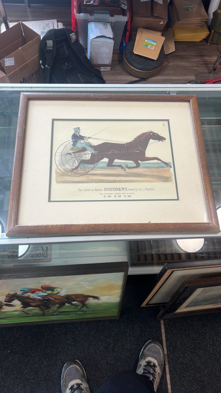 lot 8 image: horse racing lithograph