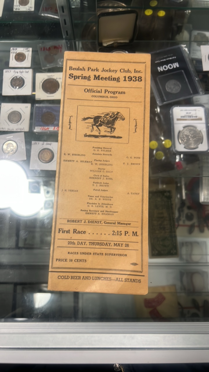 lot 95 image: 1938 Beulah park jockey club spring meeting race program