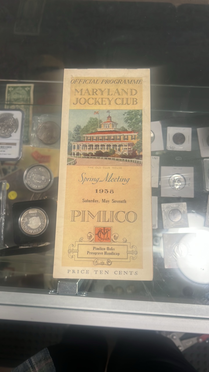lot 99 image: 1938 pimlico Maryland jockey club race program