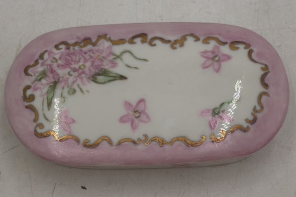 lot 143 image: Vintage French Porcelain Trinket Box with Floral Design