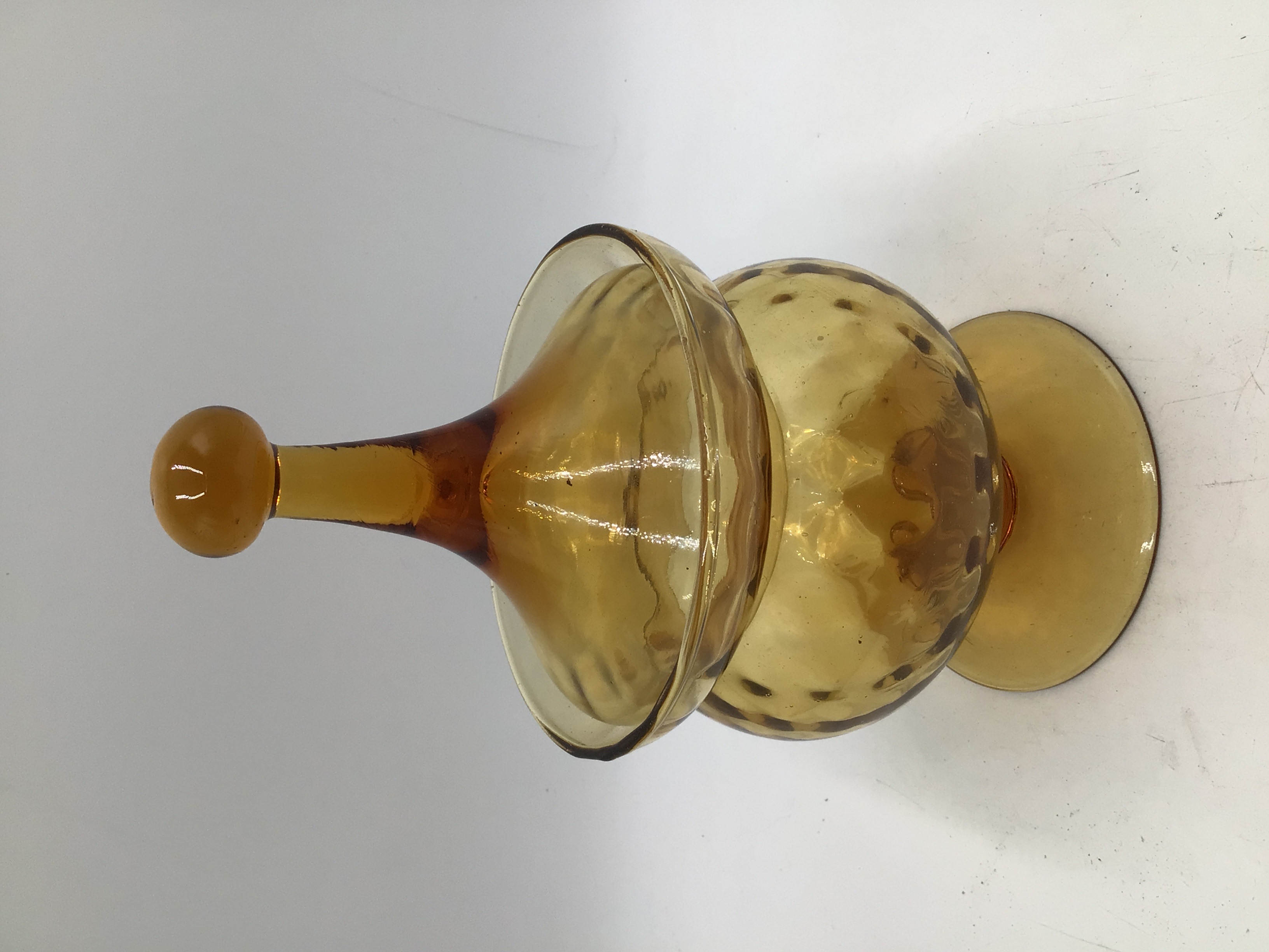 lot 179 image: Vintage Amber Glass Candy Dish with Lid