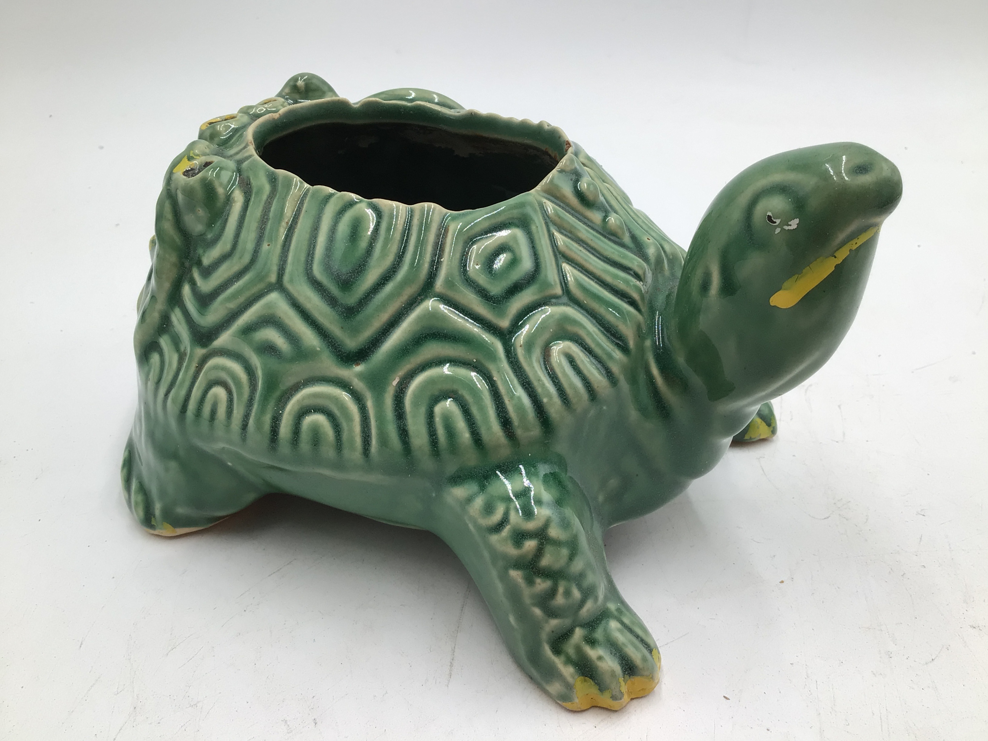 lot 184 image: Vintage Green Glazed Ceramic Turtle Planter