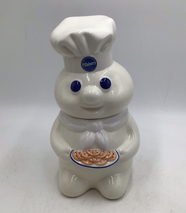 lot 206 image: Vintage Pillsbury Doughboy Cookie Jar 1997 Ceramic with Original Box