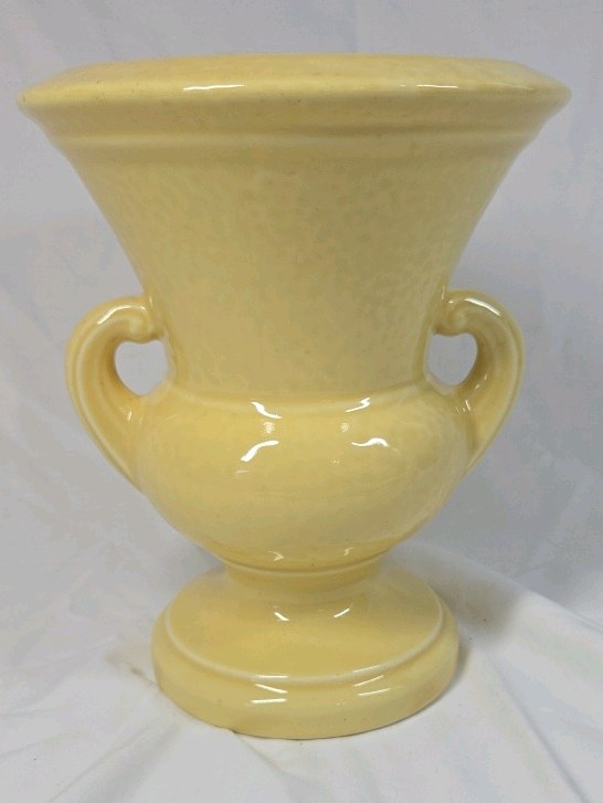 lot 259 image: Vintage McCoy Pottery Vase  Yellow with Handles