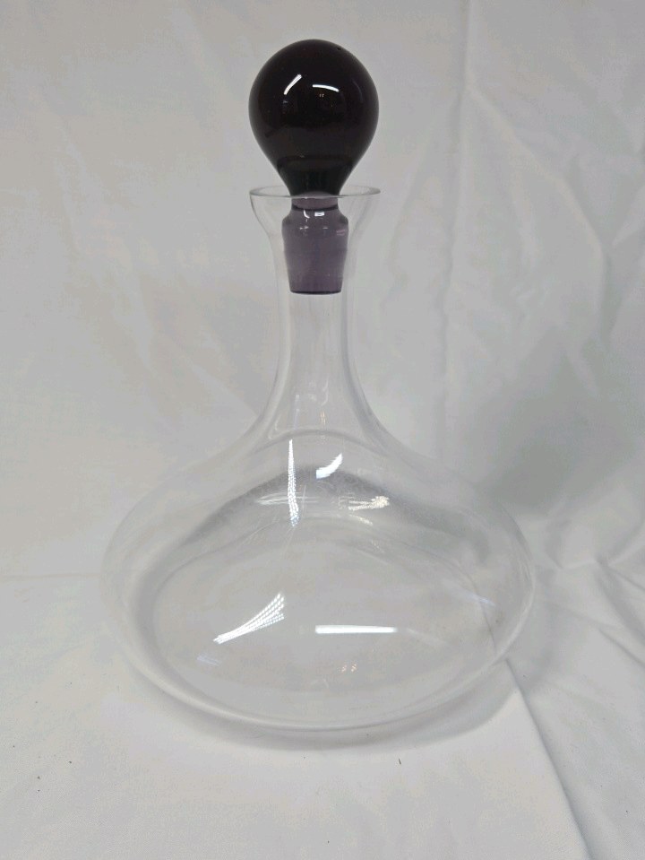 lot 268 image: Vintage Glass Decanter with Amethyst Ball Stopper
