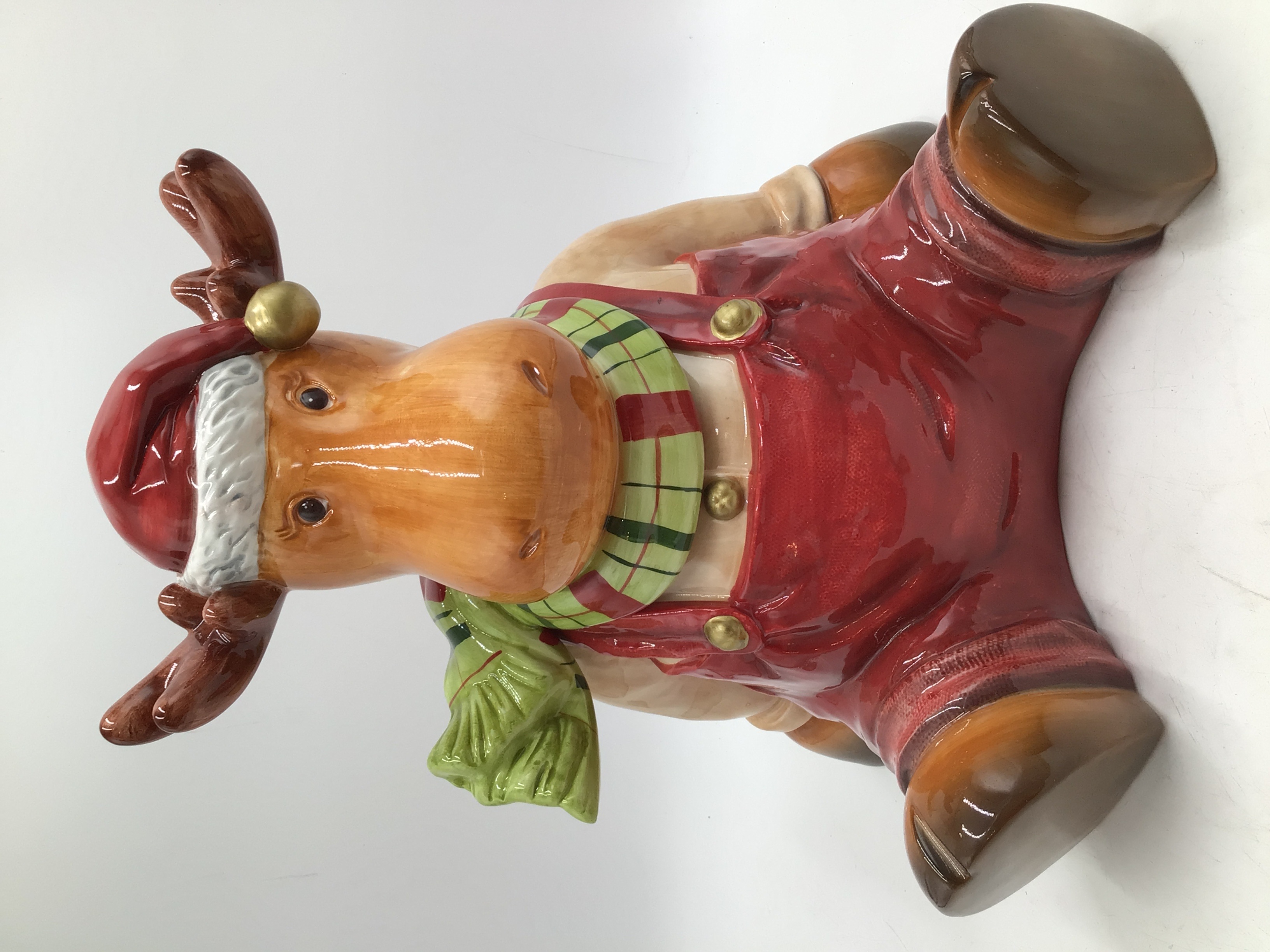 lot 52 image: Vintage Ceramic Holiday Moose Cookie Jar