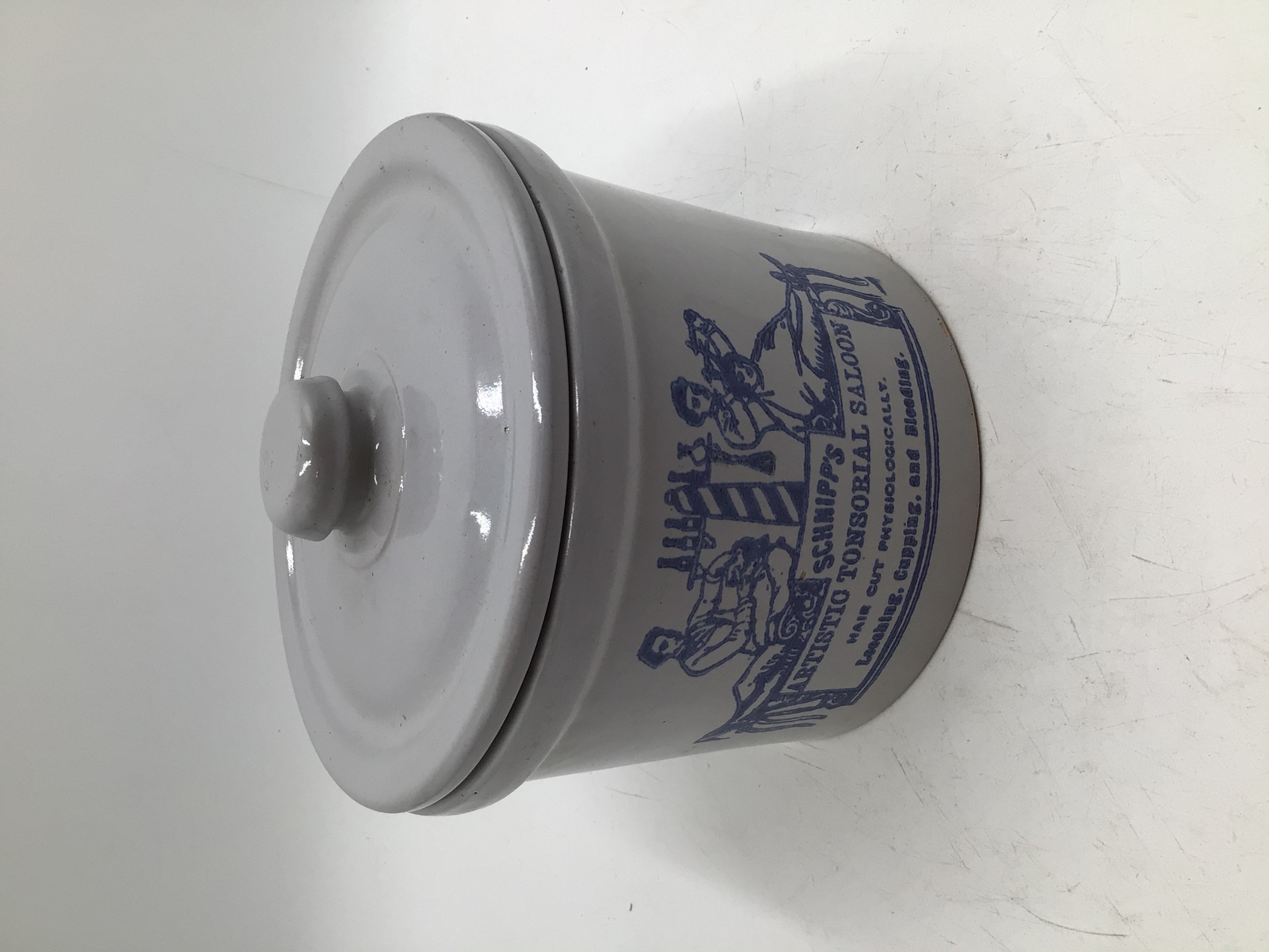 lot 54 image: Vintage Ceramic Barber Shop Cookie Jar