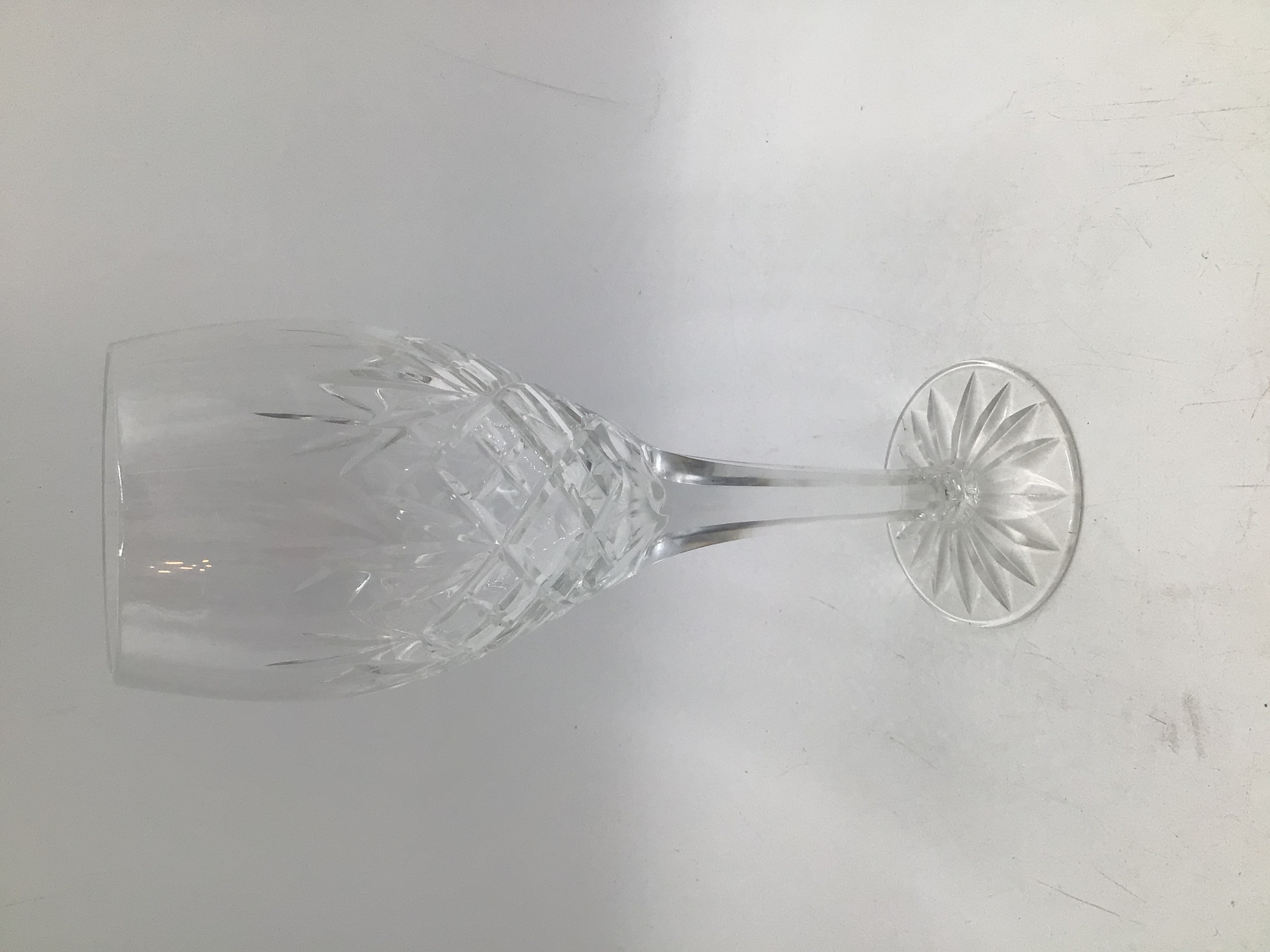 lot 88 image: Vintage Crystal Wine Goblet  Diamond Cut Bowl & Pineapple Etched Stem