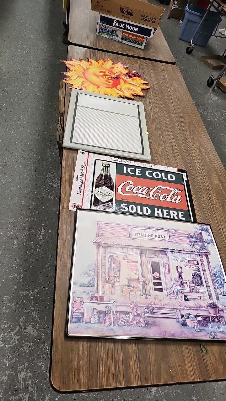 lot 105 image: Coke Picture, Cardboard Ad Sign, etc