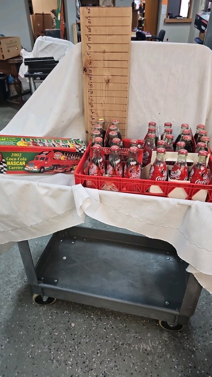 lot 187 image: Coke Crate with Coke Collectibles