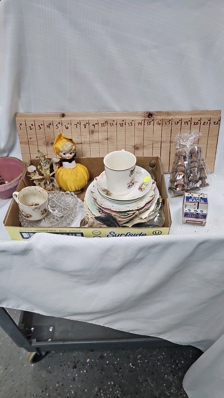 lot 62 image: Plates, Baby Shoes, Pin Cushion, Etc