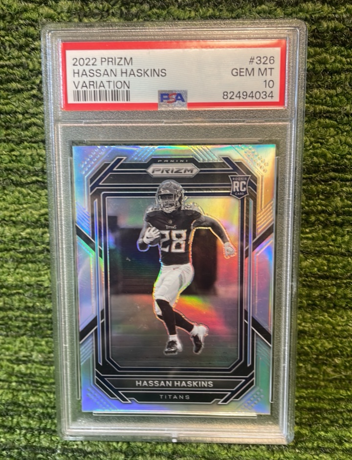 lot 103 image: 2022 Prizm HASSAN HASKINS Variation PSA graded GEM MT 10