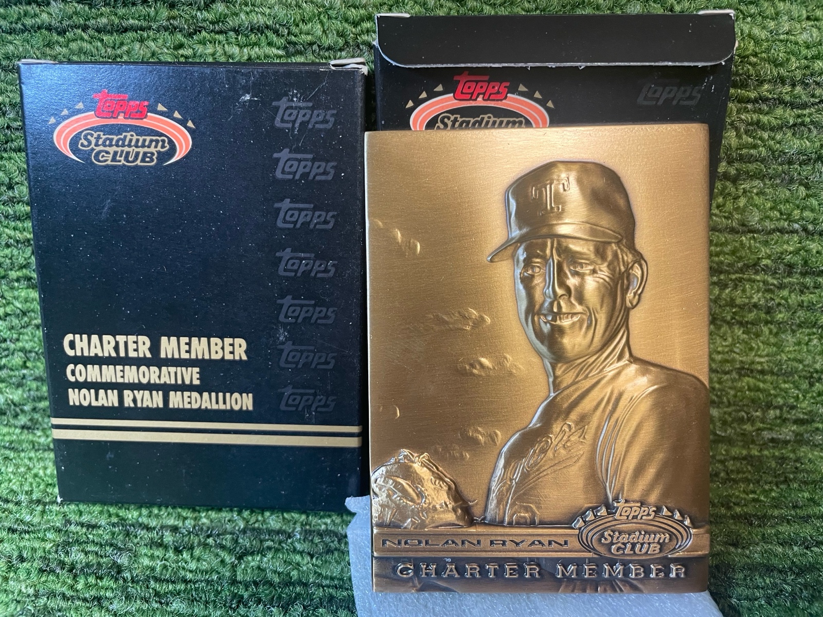 lot 111 image: 1991 Topps Stadium Club Metal Commemorative Nolan Ryan -Two Medallions included-HEAVY