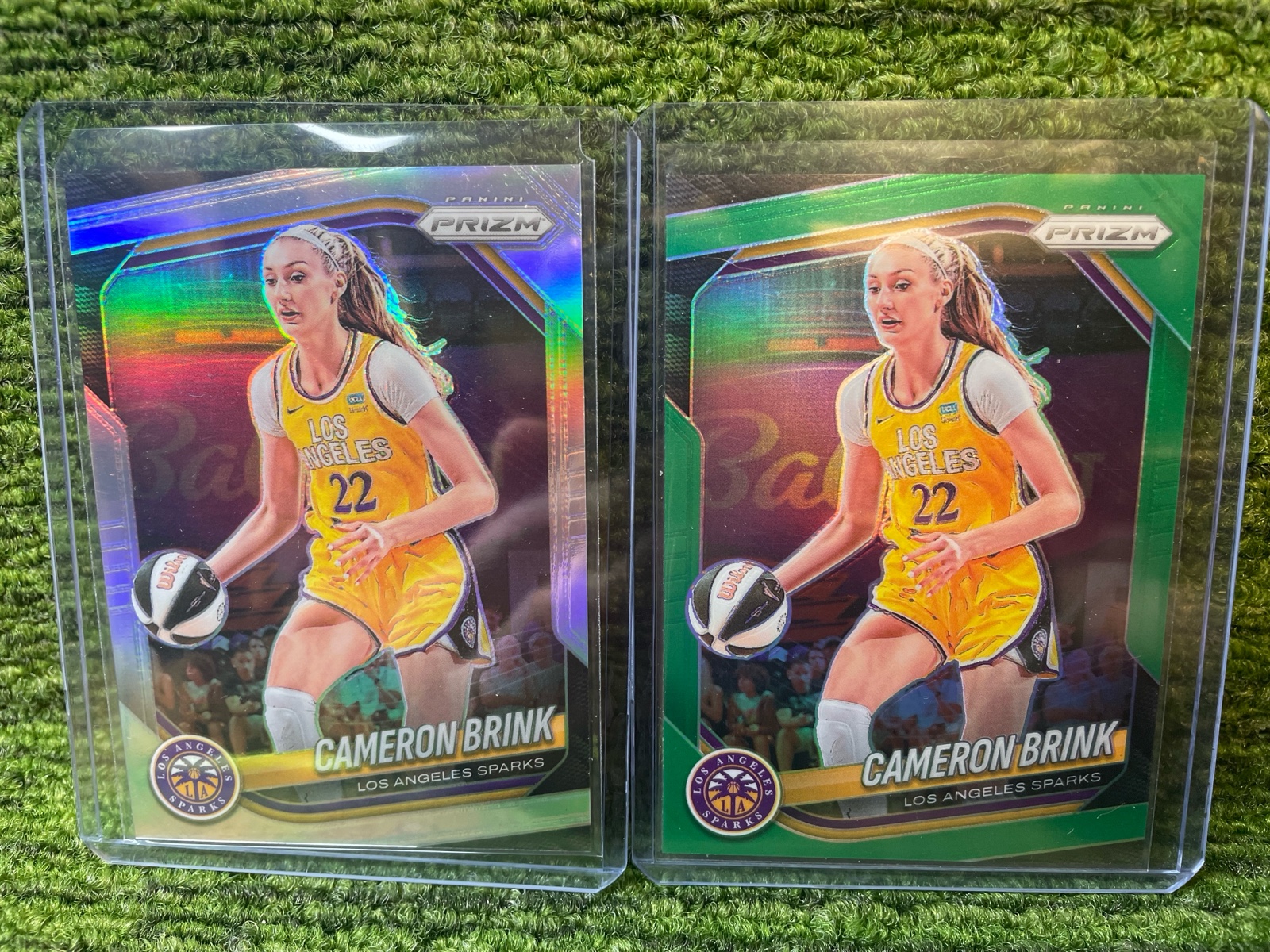 lot 120 image: 2025 PRIZM WNBA Cameron Brink, Silver and Green Parallel Refractor Los Angeles Sparks