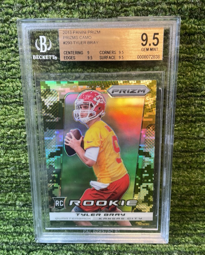 lot 124 image: 2013 Panini PRIZM Camo- Tyler Bray Beckett graded 9.5 Kansas City Chiefs