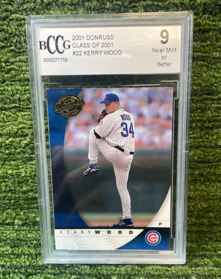 lot 125 image: 2001 Donruss Class of 01 Kerry Wood BCCG graded 9