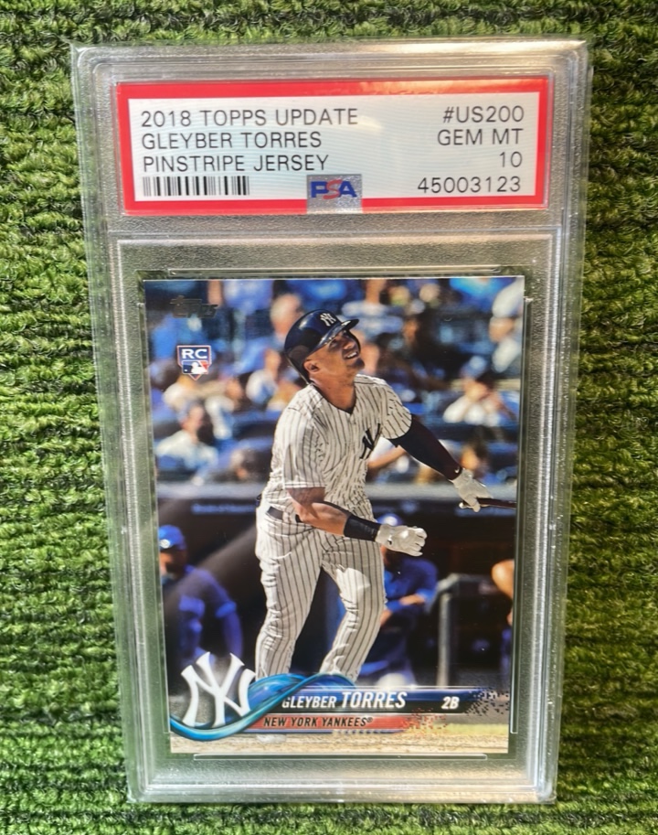 lot 128 image: 2018 Topps Update Pinstripe Jersey GLEYBER TORRESPA graded 10 New York Yankees