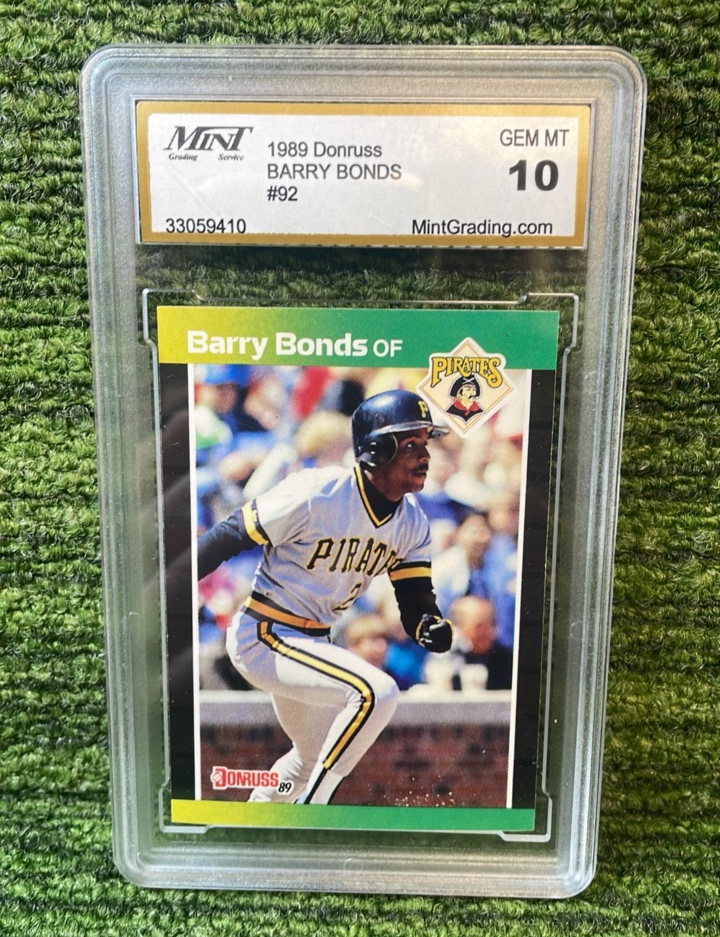 lot 129 image: 1989 Donruss Barry Bonds, Pittsburgh Pirates graded GEM MT 10