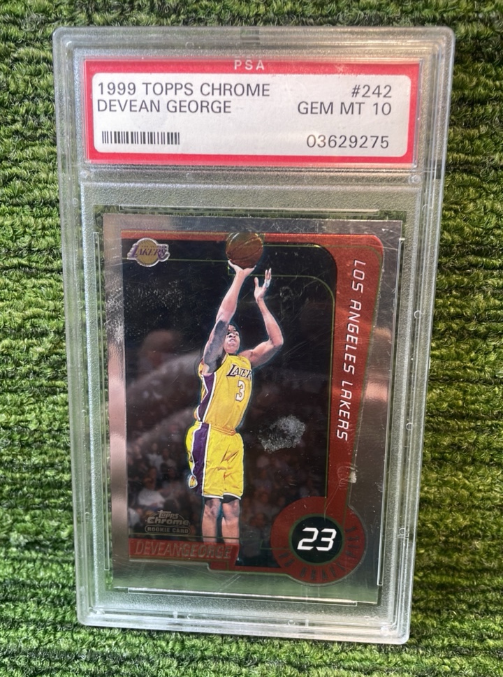 lot 132 image: 1999 Topps Chrome DEVEAN George PSA graded GEM MT 10 Los Angeles Lakers