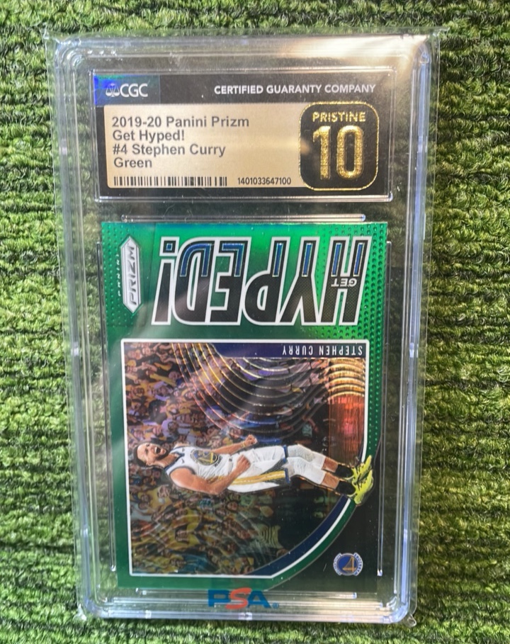 lot 133 image: 20192020 Panini PRIZM Get Hyped Stephen Curry Green CGC graded PRISTINE 10