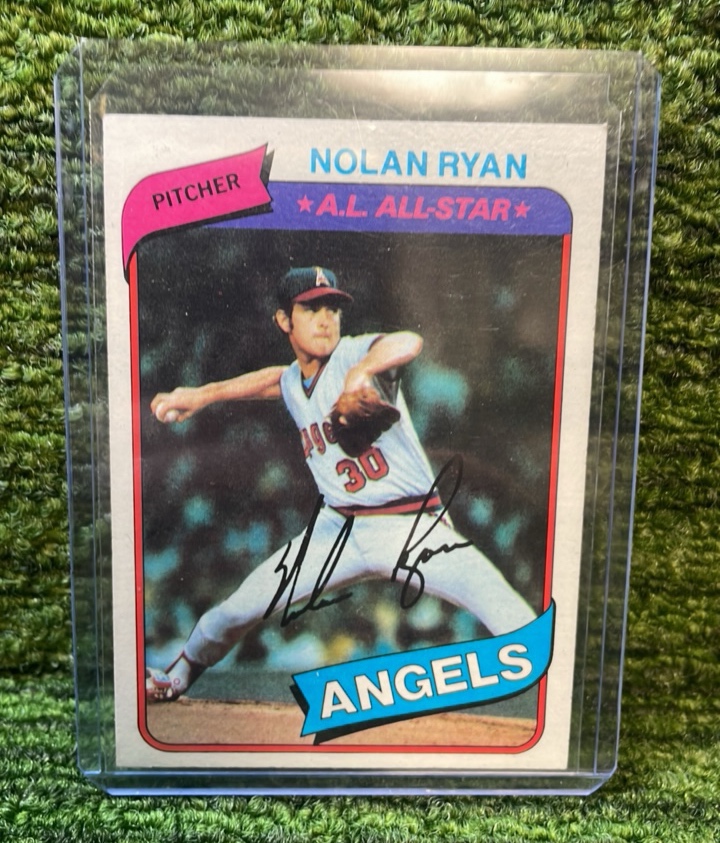 lot 159 image: 1980 Topps Nolan Ryan Angels Legend Pitcher HOF