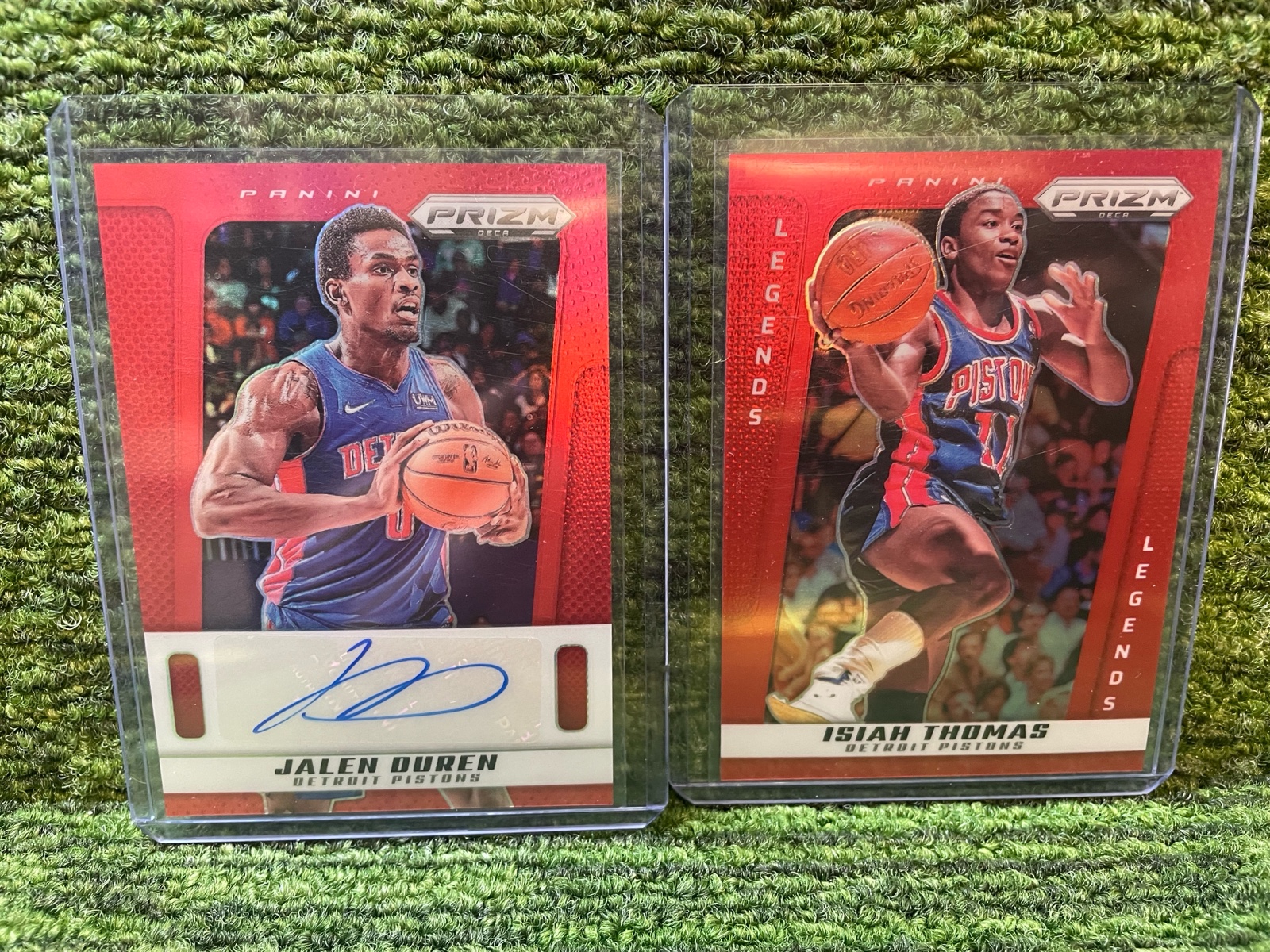 lot 163 image: 202425 PRIZM Deca, Detroit Pistons Lot- Jalen Buren Auto 99 and Isaiah Thomas 99