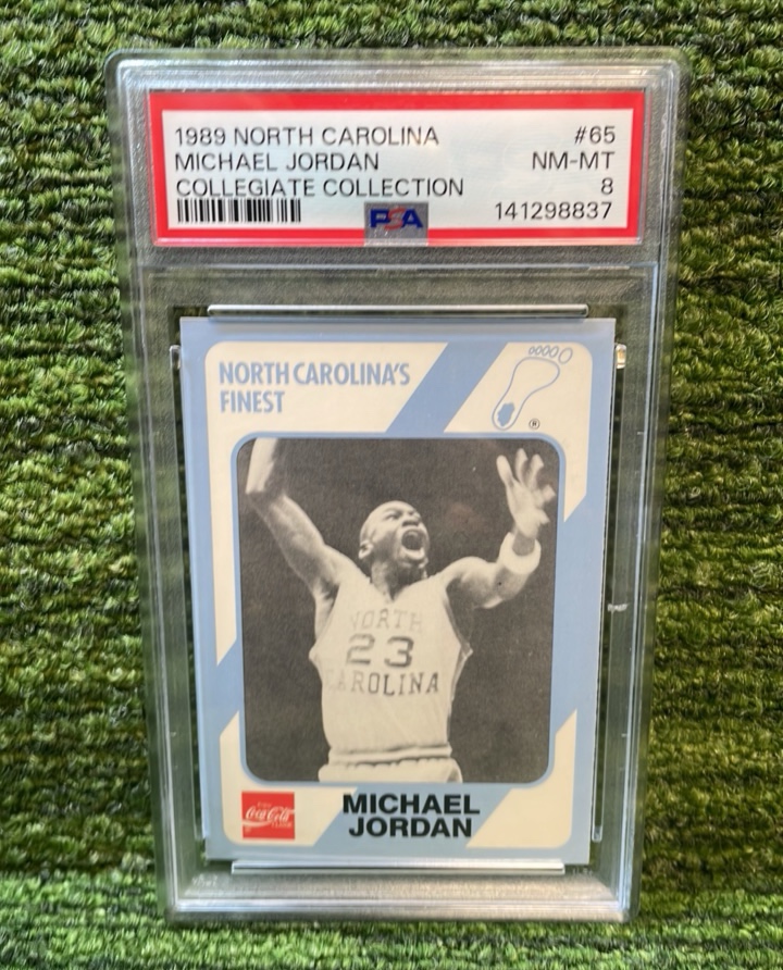 lot 170 image: 1989 North Carolina Collegiate Collection, Michael Jordan PSA graded 8