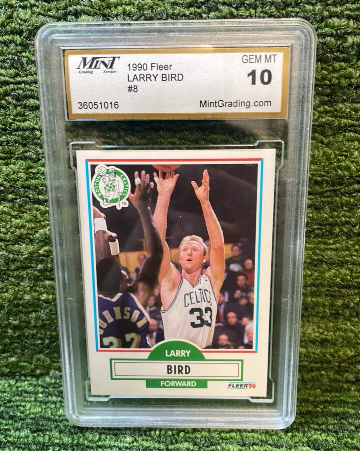 lot 171 image: 1990 Fleer Larry Bird Boston Celtics graded GEM MT 10