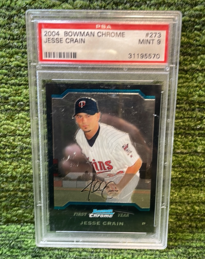 lot 177 image: 2004 Bowman Chrome Jesse Crane PSA graded MINT 9
