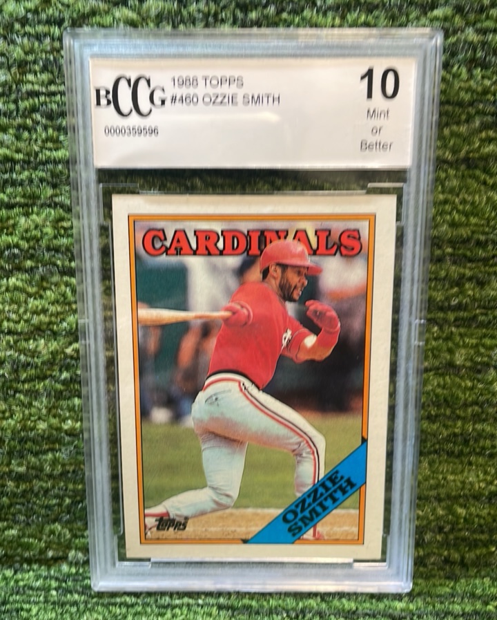 lot 178 image: 1988 Topps, Ozzie Smith, St. Louis Cardinals BCCG graded 10