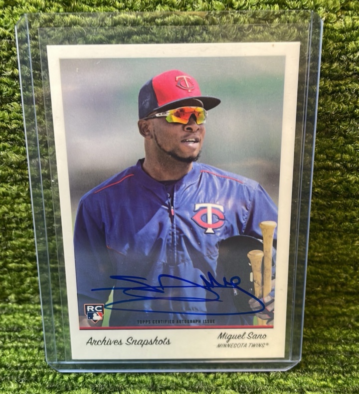 lot 19 image: 2016 Topps Miguel Sano Archive Snapshots Autograph Minnesota Twins On Card Auto- Nice 