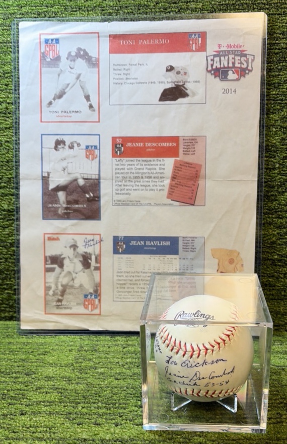 AAGPBL (Women's Baseball League) from 1949–54 Autograph Rawlings Ball By TONI PALERM, JEAN DESCOMBES, JEAN HAVLISH, & LOU Erickson of the Rockford Peaches (A LEAGUE OF THEIR OWN) Cool Iconic Piece