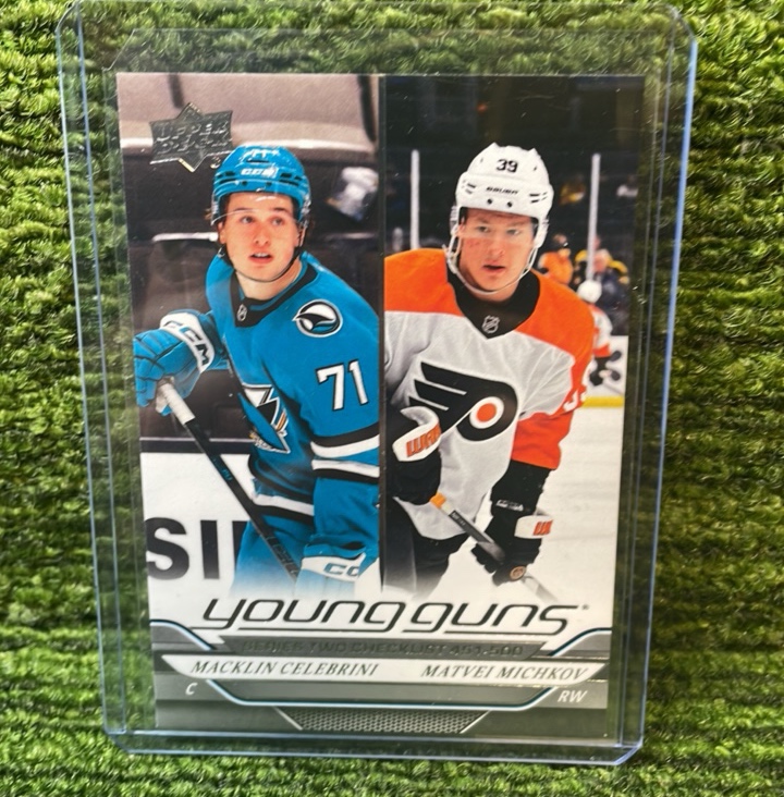 lot 33 image: 202425 Upper Deck Series 2 Young Guns MACKLIN CELEBRINI San Jose Sharks, RC rookie card 