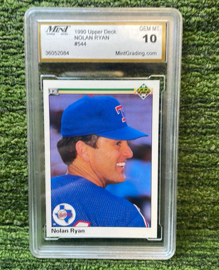 lot 37 image: 1990 Upper Deck, Nolan Ryan Texas Rangers graded GEM MT10