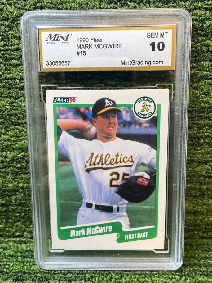 lot 38 image: 1990 Fleer MARK MCGWIRE Oakland Athletics graded GEM MT10