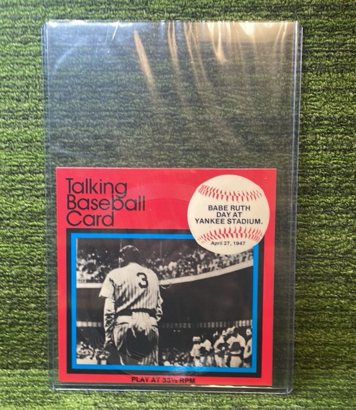 lot 47 image: 1989 Collectors Marketing Talk in Baseball Card Babe Ruth Day at Yankee Stadium- Actual Music Playing CardRecord