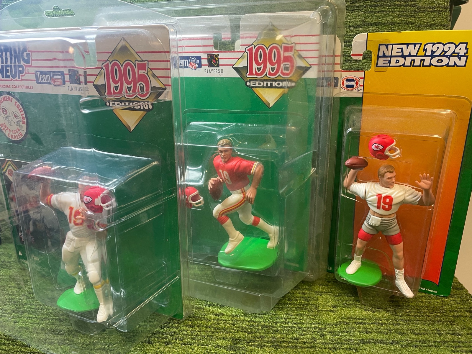 lot 53 image: 1995 & 96 Starting Lineups Lot, Joe Montana Kansas City Chiefs (3 in Total)