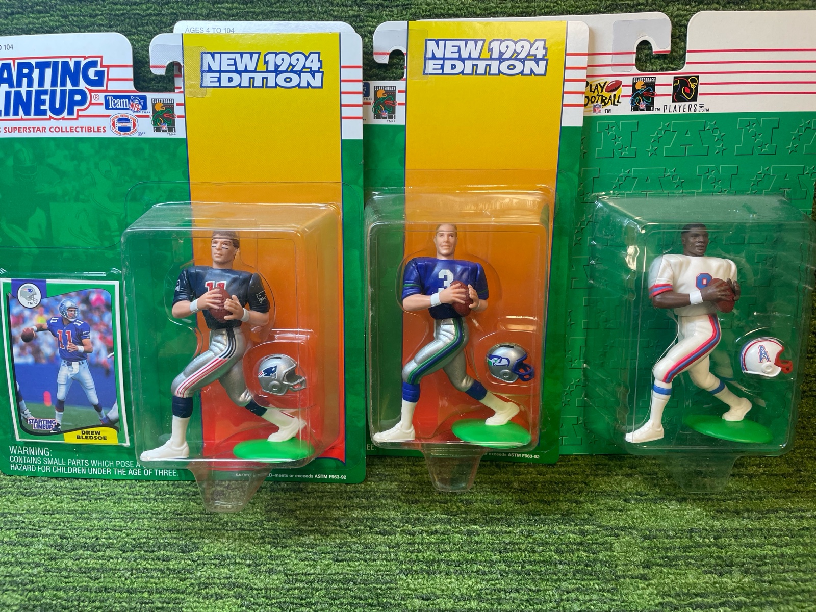 lot 55 image: 1994 and 1996 Starting Lineups Drew, Bledsoe, Rick Meyer, and Steve McNair Action Figures Collectibles NFL (3 Total)