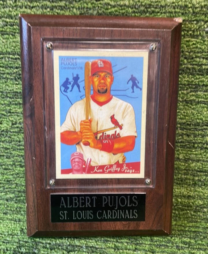 lot 58 image: Albert Pujols St. Louis Cardinals Plaque with Ken Griffey Jr. Says... Trading Card Included
