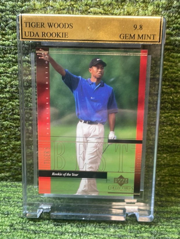 lot 6 image: 2000 Upper Deck Tiger Woods Collectibles Tigers Best Rookie of the Year, Graded 9.8 GEM MINT