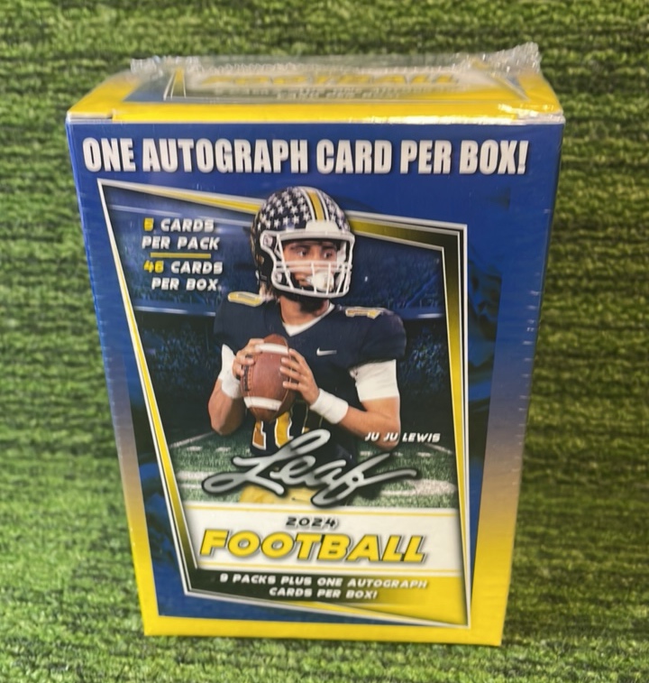 lot 60 image: 2024 Leaf Football Blaster Box 5 cards per pack, 9 packs per box, 1 Autograph Card Guaranteed per Box 