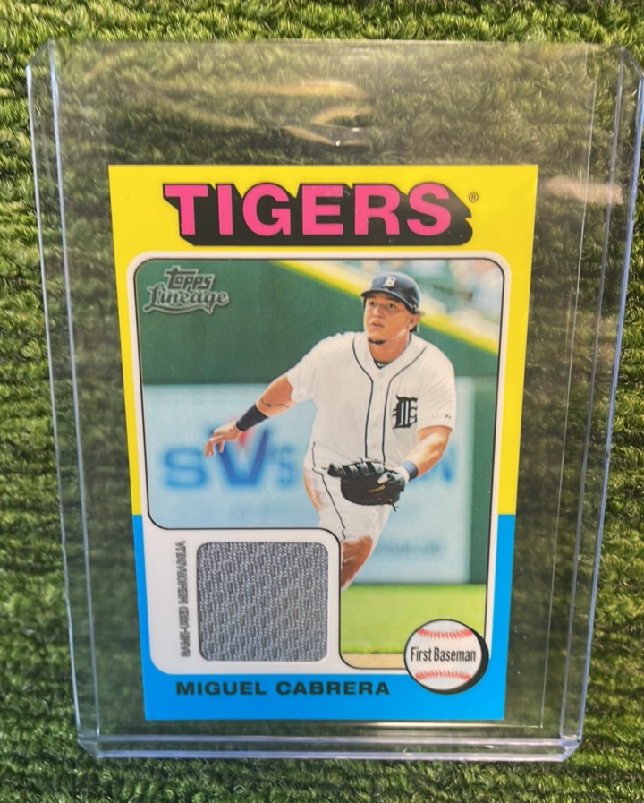 lot 76 image: 2011 Topps Lineage Miguel Cabrera, Detroit Tigers First Baseman Patch Card Insert