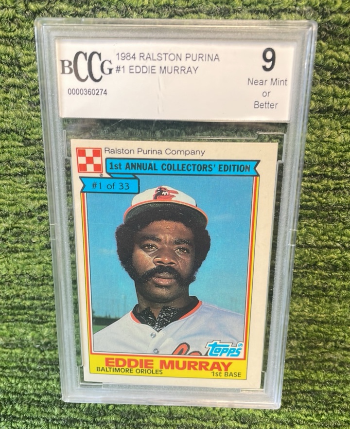 lot 95 image: 1984 Topps Ralston Purina, Eddie Murray BCCG Graded 9