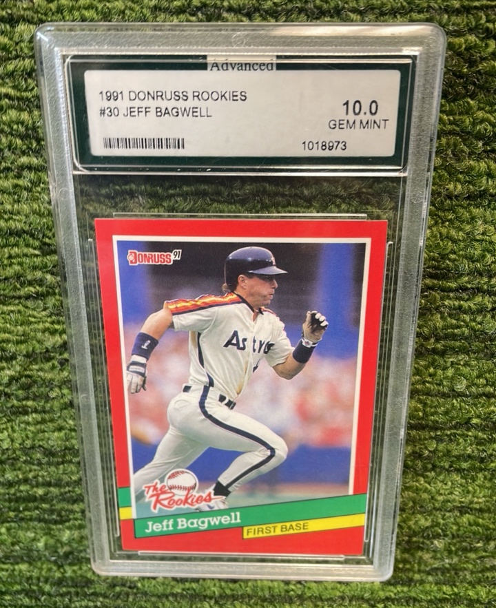 lot 98 image: 1991 Donruss Rookies Jeff Bagwell Houston Astros Graded GEM MINT10 RC