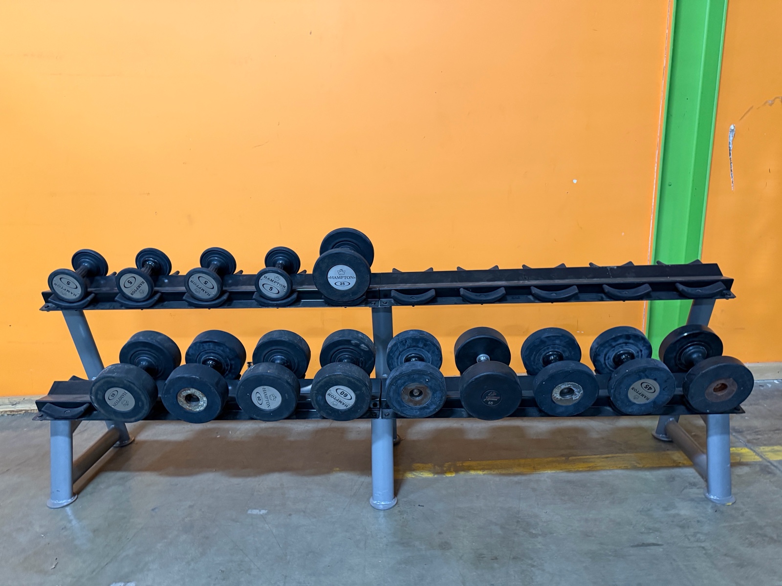 lot 38 image: Commercial Dumbbell Set with Two-Tier Rack - Hampton Fitness