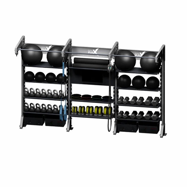 lot 45 image: Gym Rax Modular Functional Training Monkey Bars Rack Unit With 3 Bay Storage Racks