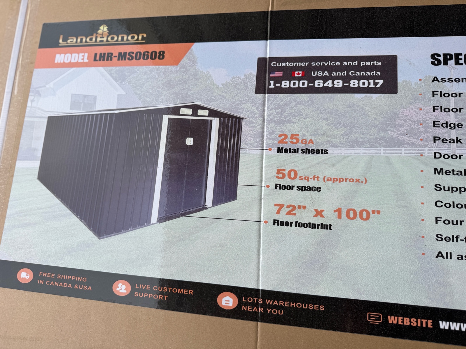 6ft x 8ft Galvanized Apex Roof Metal Shed - LandHonor - 2026 - Unused - LHR-MS0608