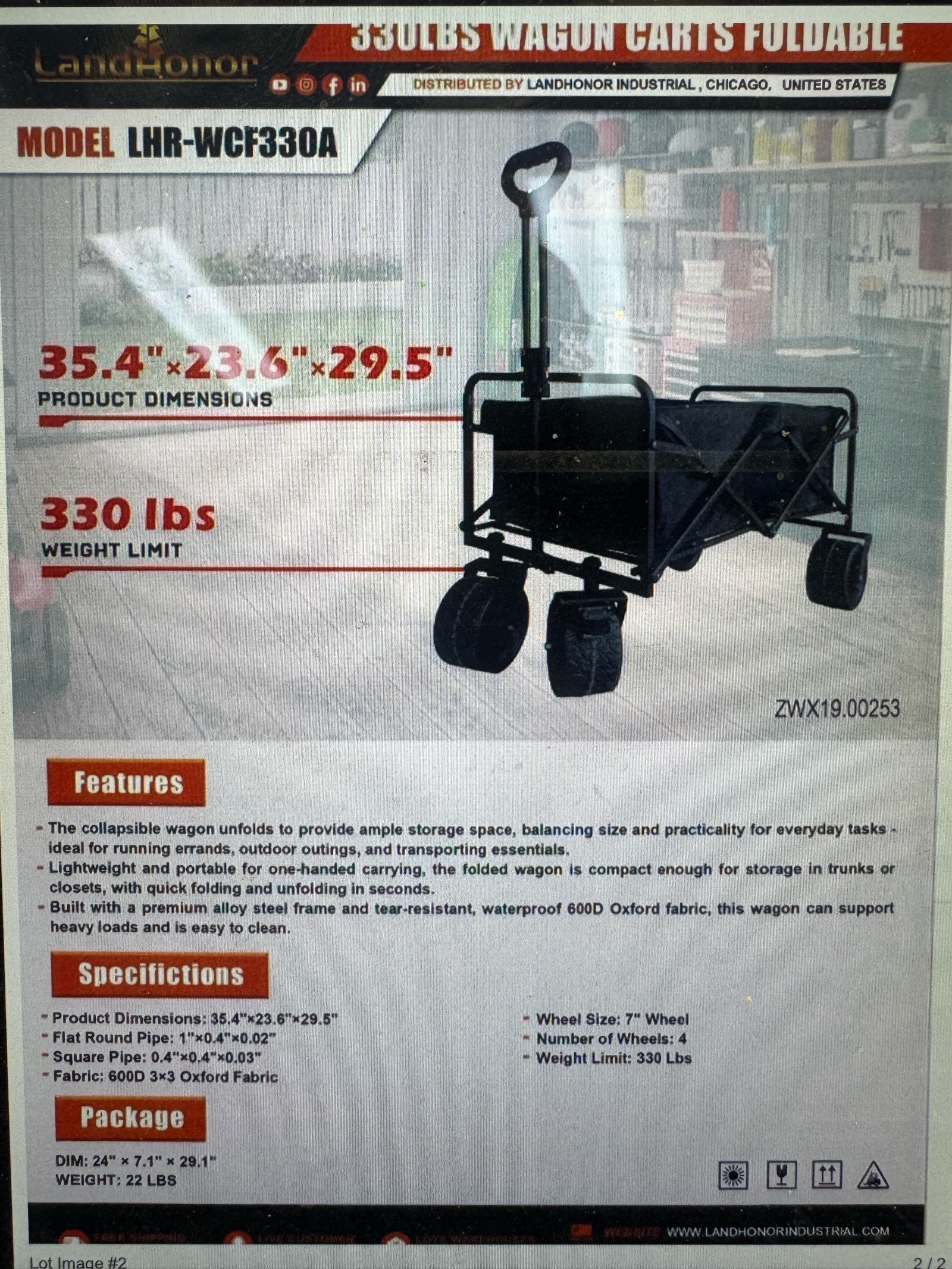 330Lbs Wagon Carts Foldable - LandHonor - 2026 - Unused - LHR-WCF330A