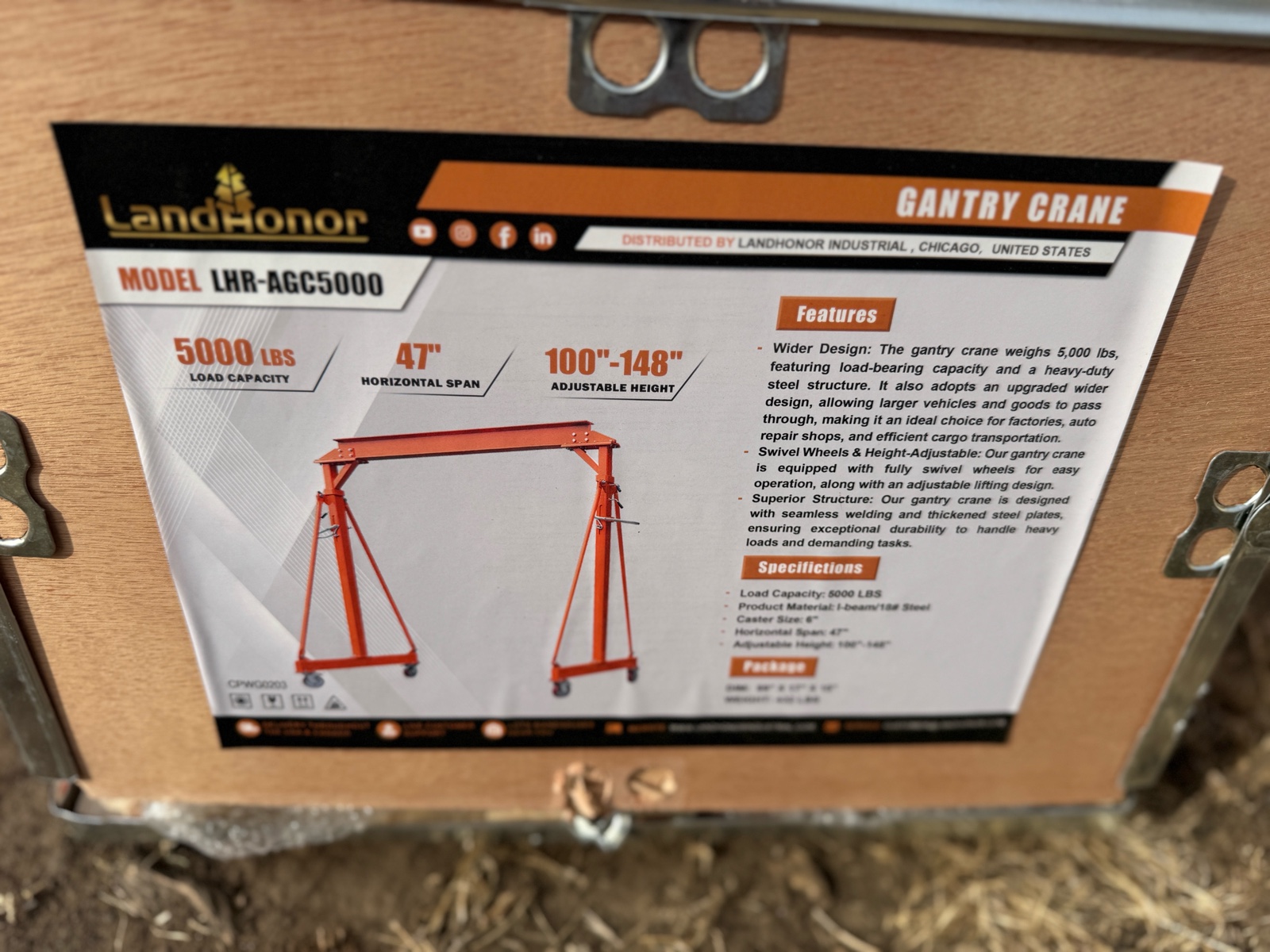 5000-LB Gantry Crane - LandHonor - 2026 - Unused - LHR-AGC5000