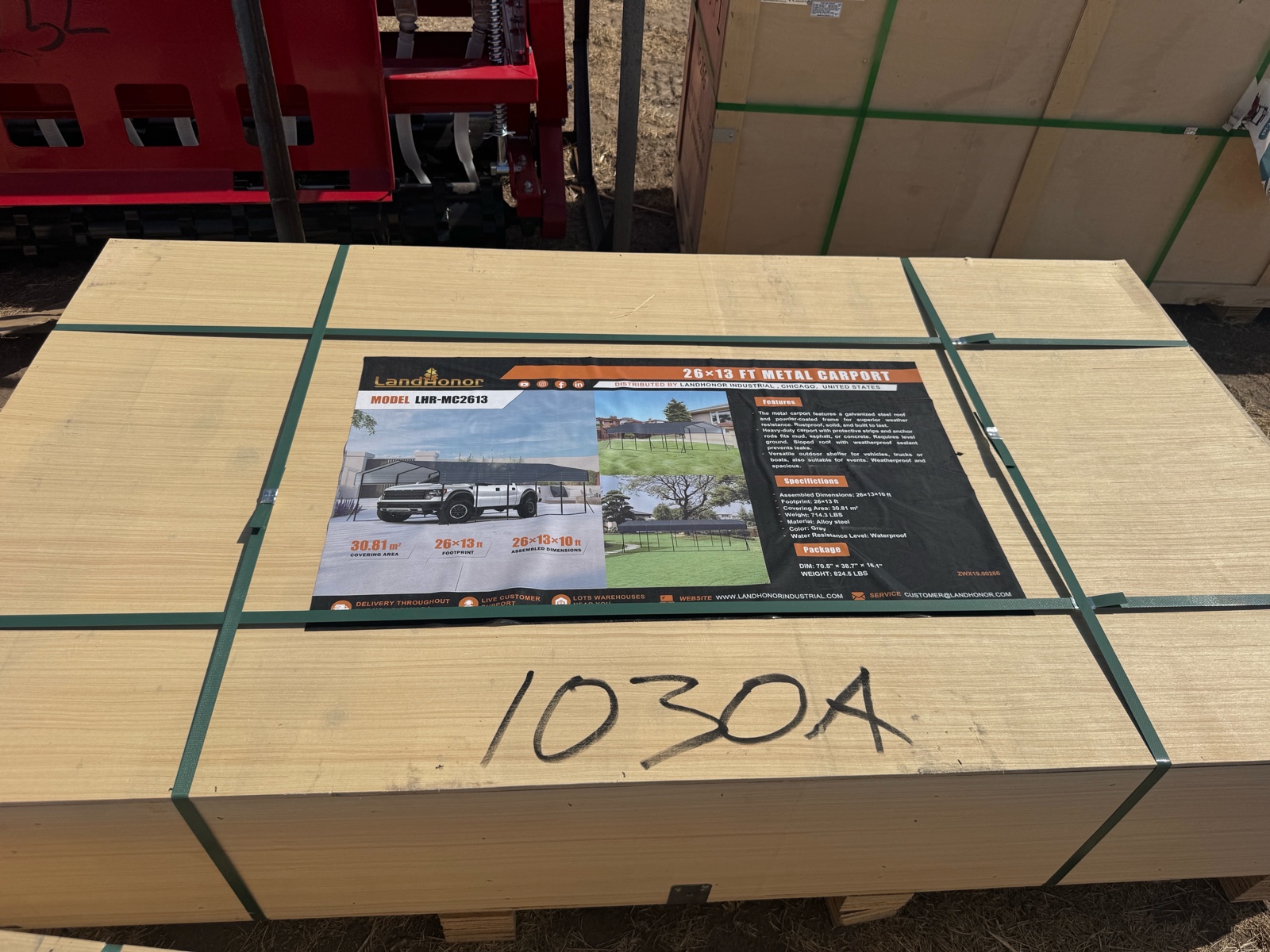 26 x 13 Ft Metal Carport - LandHonor - 2026 - Unused - LHR-MC2613